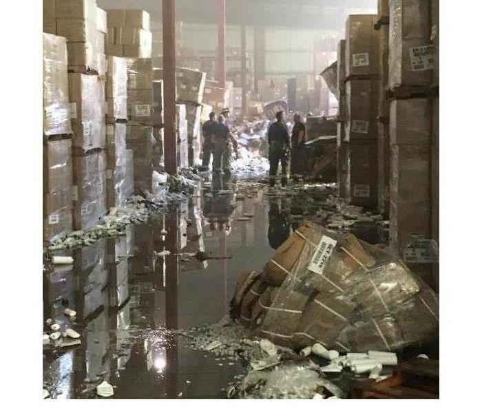 A large warehouse in Chicago after a fire damage event